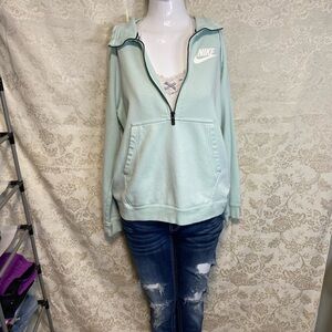 Nike Women's Light Green Zip-Up sweatshirt